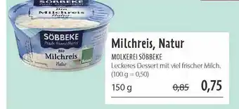 Superbiomarkt Milchreis, Natur Molkerei Söbbeke Angebot