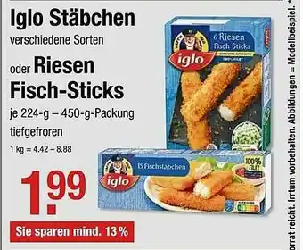 V Markt Iglo Stäbchen Oder Riesen Fisch-sticks Angebot