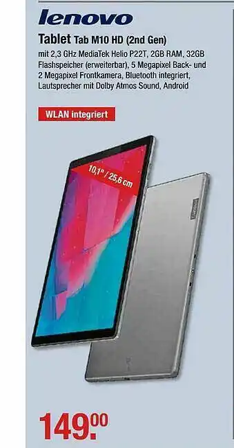 V Markt Lenovo Tablet Tab M10 Hd (2nd Gen) Angebot