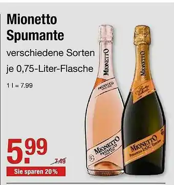 V Markt Mionetto Spumante Angebot