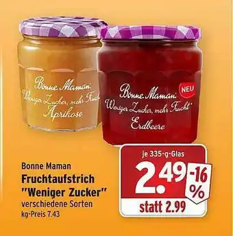 Wasgau Bonne Maman Fruchtaufstrich ”weniger Zucker” Angebot