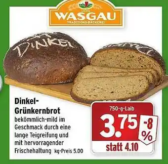 Wasgau Dinkel Grünkernbrot Angebot