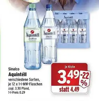 Wasgau Sinalco Aquintéll Angebot