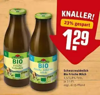 REWE Schwarzwaldmilch bio frische milch Angebot