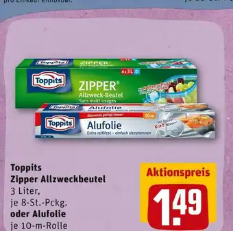 REWE Toppits zipper allzweckbeutel oder alufolie Angebot