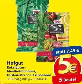 Famila Nord Ost Hofgut eukalyptus- menthol-bonbons, husten-mix oder eisbonbons Angebot