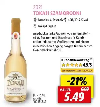 Lidl TOKAJI SZAMORODNI 0,5 l Fl. Angebot