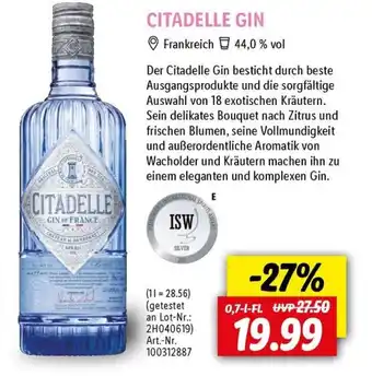 Lidl CITADELLE GIN 0,7 l Fl. Angebot