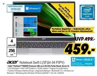 MEDIMAX Acer Notebook Swift 1 Sf114-34-p3pv Angebot