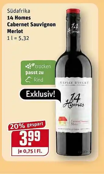 REWE Südafrika 14 Homes Cabernet Sauvignon Merlot Angebot