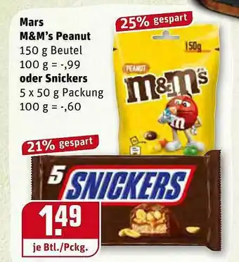 REWE Mars M&m's Peanut Oder Snickers Angebot