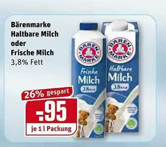 REWE Bärenmarke Haktbare Milch Oder Frische Milch Angebot