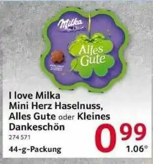 Selgros I Love Milka Mini Herz Haselnuss, Alles Gute Oder Kleines Dankeschön Angebot