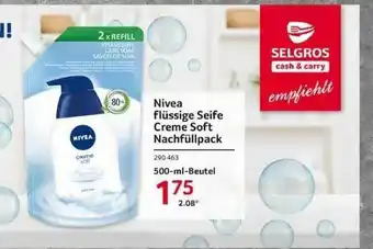 Selgros Nivea Flüssige Seife Creme Soft Nachfüllpack Angebot