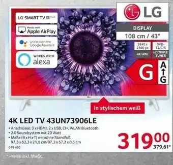 Selgros Lg 4k Led-tv 43un73906le Angebot