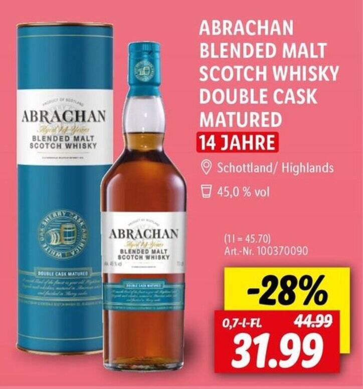 ABRACHAN BLENDED MALT SCOTCH WHISKY DOUBLE CASK MATURED 0,7 l Fl. Angebot bei Lidl