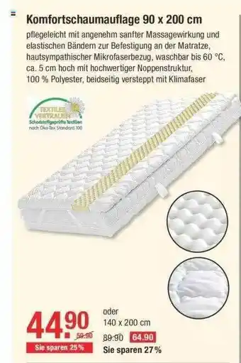 V Baumarkt Komfortschaumauflage 90x200 Cm Angebot