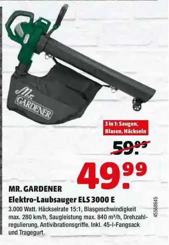 Hagebau Mr Gardener Elektro-laubsauger Els 3000 E Angebot