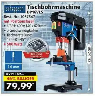 Norma24 Scheppach Tischbohrmaschine Dp16vls Angebot