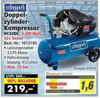 Norma24 Scheppach Doppelzylinder-kompressor Hc53dc Angebot