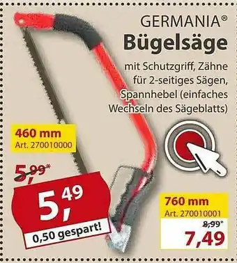 Sonderpreis Baumarkt Germania Bügelsäge Angebot