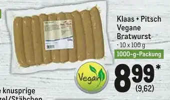 METRO Klaas + Pitsch Vegane Bratwurst 1000g Angebot