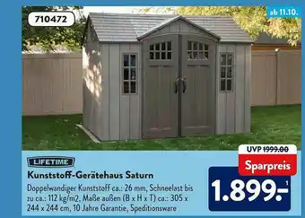 Aldi Süd Lifetime Kunststoff-gerätehaus Saturn Angebot