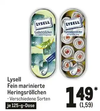 METRO Lysell Fein marinierte Heringsröllchen 125g Angebot