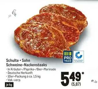 METRO Schulte Sohn Schweine Nackensteaks 1,5kg Angebot