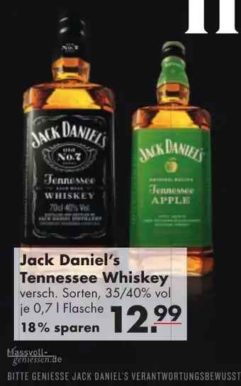 Handelshof Jack Daniel's Tennessee Whiskey 0,7 L Angebot