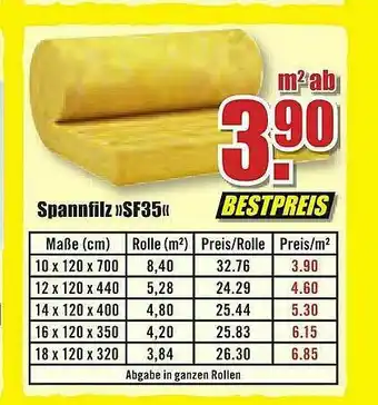 B1 Discount Baumarkt Spannfilz „sf35” Angebot