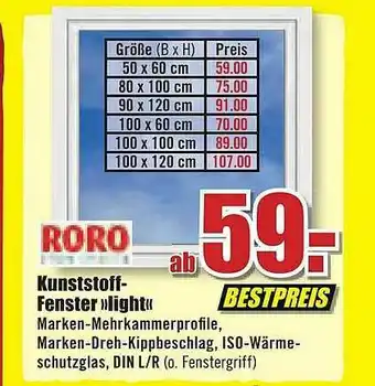 B1 Discount Baumarkt Roro Kunststoff-fenster „light” Angebot