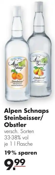 Handelshof Alpen Schnaps Steinbeisser/Obstler 1L Angebot