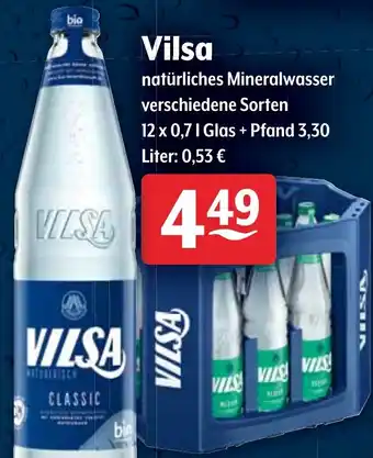 Getränke Hoffmann Vilsa Natürliches Mineralwasser 12x0,7L Angebot