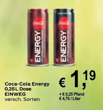 Getränke Hoffmann Coca Cola Energy 0,25L Angebot