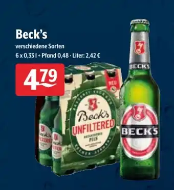 Getränke Hoffmann Beck's 6x0,33L Angebot