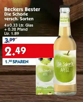 Hol'ab Getränkemarkt Beckers Bester Die Schorle 4x0,33L Angebot