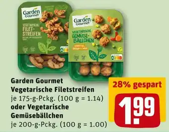 REWE Garden gourmet vegetarische filetstreifen oder gemüsebällchen Angebot