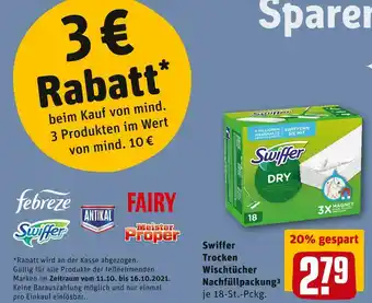 REWE Swiffer trocken wischtücher nachfüllpackung Angebot