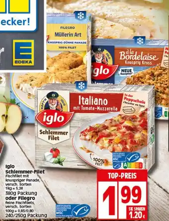 Elli Markt Iglo Schlemmer Filet 380g oder Filegro 240/250g Angebot