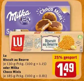 REWE Lu oder milka biscuit au beurre oder choco minis Angebot