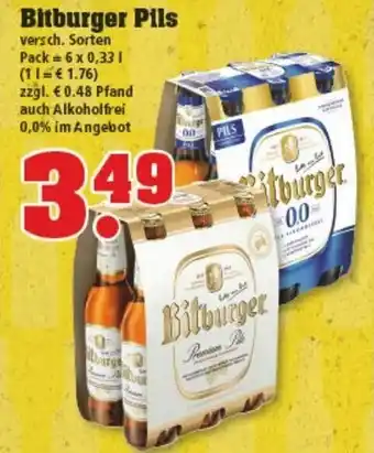 trinkgut Bitburger Pils 6x0,33L Angebot