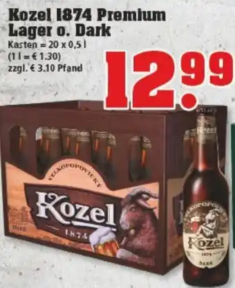 trinkgut Kozel 1874 Premium Lager o. Dark 20x0,5L Angebot