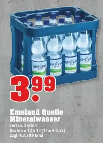 trinkgut Emsland Quelle Mineralwasser 12x1L Angebot