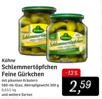 KONSUM Kühne Schlemmertöpfchen Feine Gürkchen 580ml Angebot