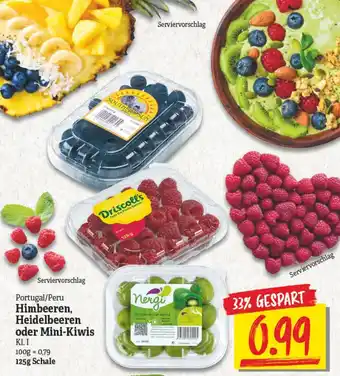 NP Discount Himbeeren, Heidelbeeren oder Mini Kiwis 125g Angebot