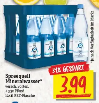 NP Discount Spreequell Mineralwasser 12x1L Angebot