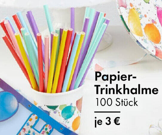 Papier-Trinkhalme 100 Stück Angebot bei TEDi