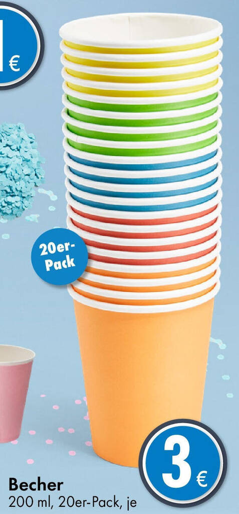 Becher 200 ml, 20er-Pack Angebot bei TEDi