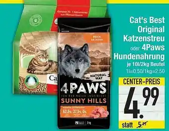 E-Center Cat's Best Original Katzenstreu Oder 4paws Hundenahrung Angebot